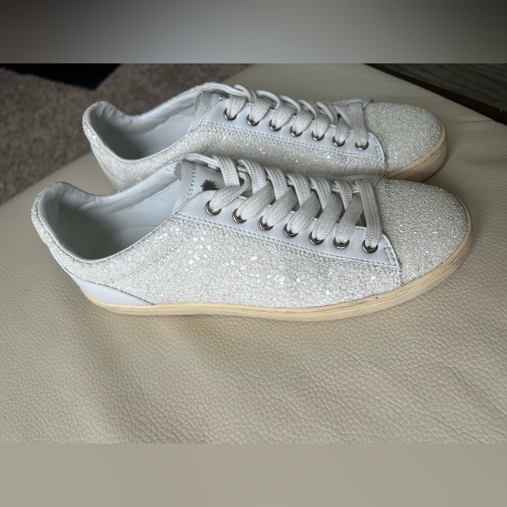 7 Stuart Weitzman Women's White Glitter Sneakers